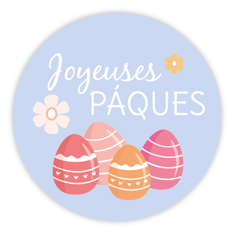 Étiquette ronde 40x40mm |  Oeufs de Pâques