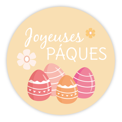 Étiquette ronde 40x40mm |  Oeufs de Pâques