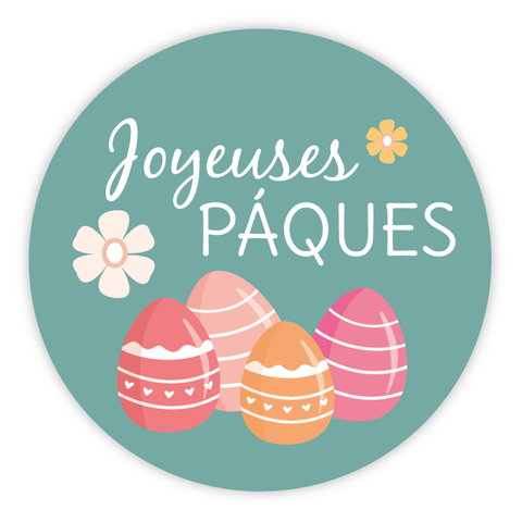 Étiquette ronde 40x40mm |  Oeufs de Pâques