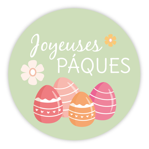 Étiquette ronde 40x40mm |  Oeufs de Pâques