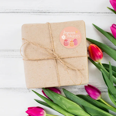 Étiquette ronde 40x40mm |  Oeufs de Pâques