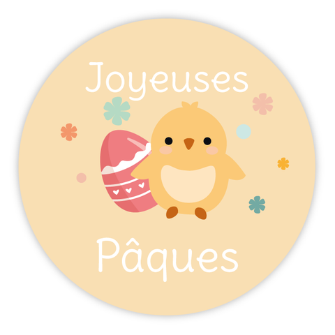 Étiquette ronde 40x40mm |  Poussin de Pâques
