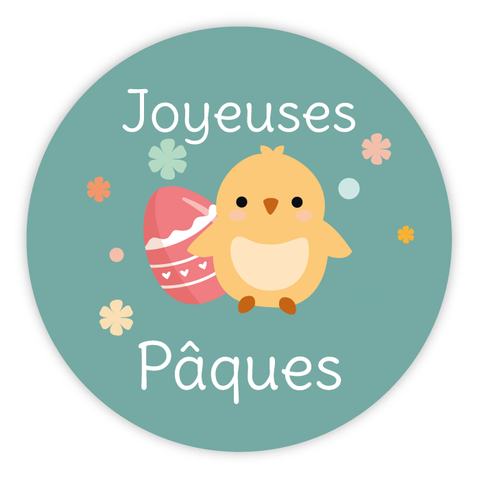 Étiquette ronde 40x40mm |  Poussin de Pâques