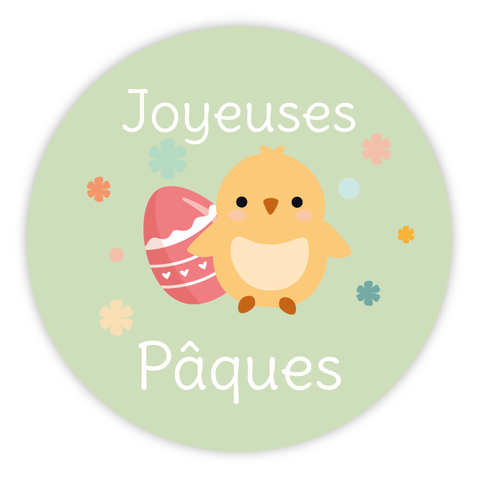 Étiquette ronde 40x40mm |  Poussin de Pâques