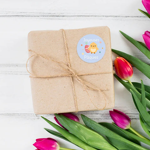 Étiquette ronde 40x40mm |  Poussin de Pâques