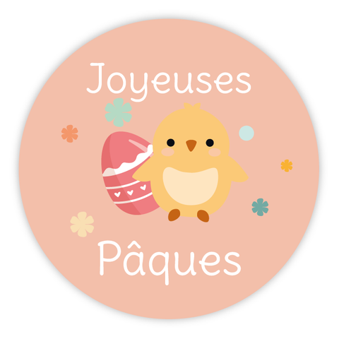 Étiquette ronde 40x40mm |  Poussin de Pâques