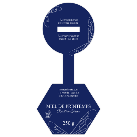 Bleu Bernard – Étiquette de scellage hexagone 250g